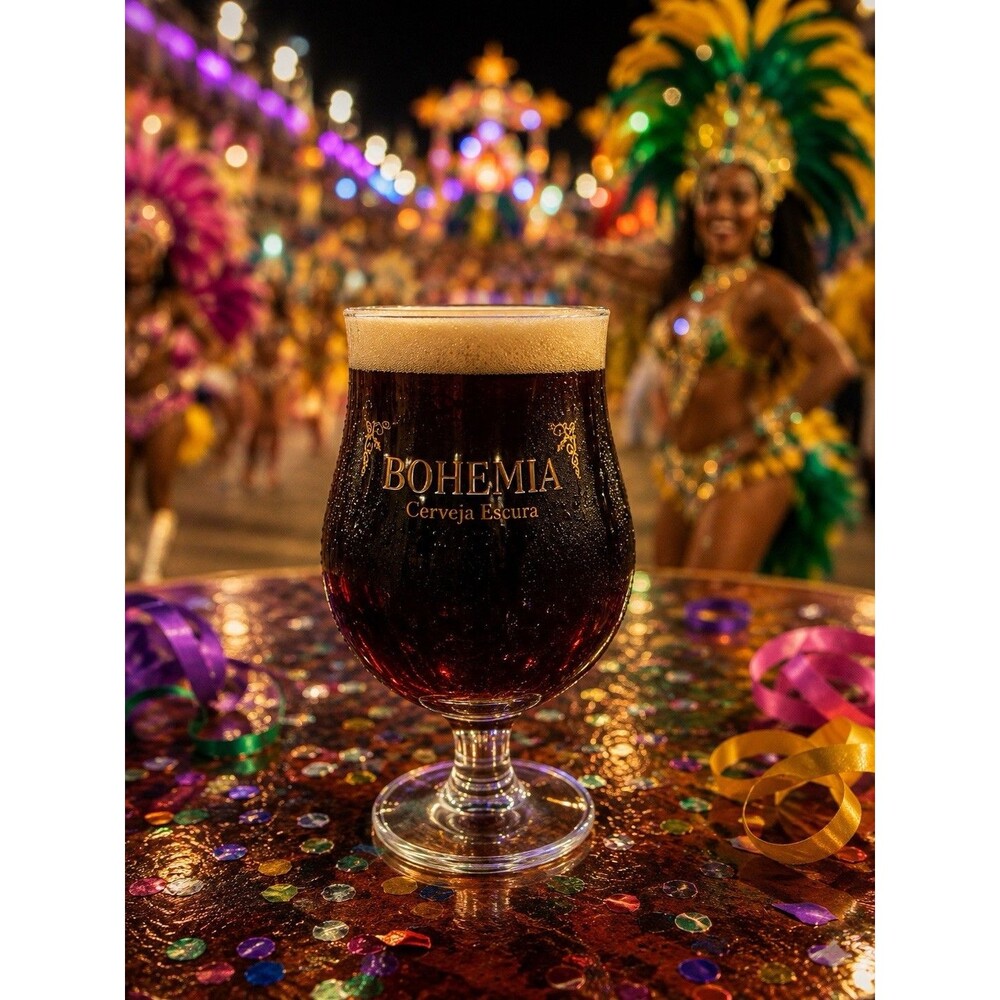 Bohemia Cerveja Escura Brazilian Dark Beer Tulip Goblet Stemmed Glass